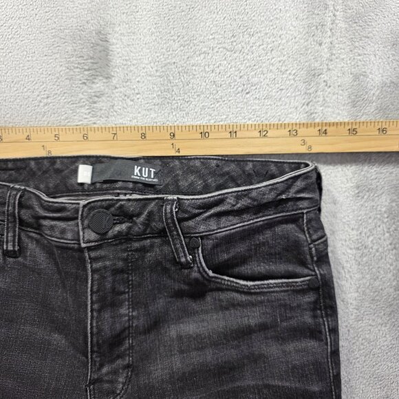 KUT from the Kloth Jeans Womens 00 Black Reese Fab Ab High Rise Straight Ripped - Picture 7 of 10